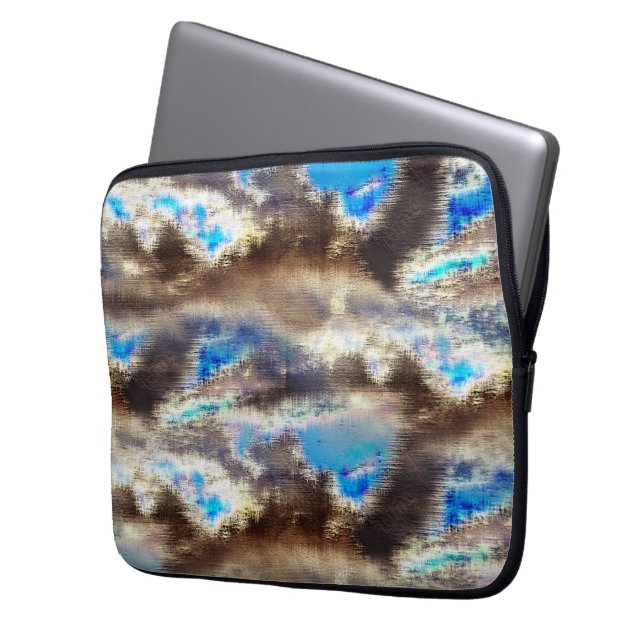 Capa Para Notebook Textura manchada azul e castanha numa lenhosa áspe (Frente Esquerda)