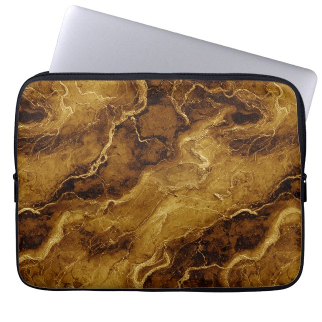 Capa Para Notebook Textura marmorense marrom ouro (Frente)