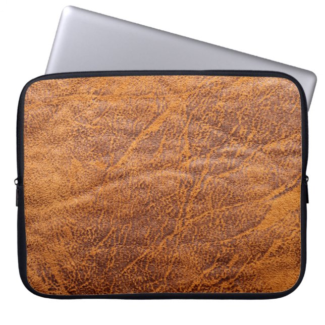 Capa Para Notebook Textura natural de couro castanho, couro, esqui (Frente)