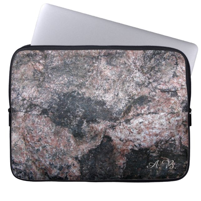 Capa Para Notebook Textura Pinkish da rocha da natureza com iniciais (Frente)