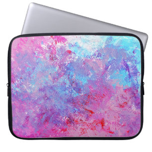 Capa Para Notebook Textura rosa-azul criativa, manchas de tinta.