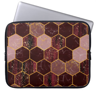Capa Para Notebook Textura sem costura do hexágono mármore com ouro