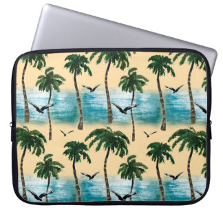 Capa Para Notebook Textura uniforme de praia em aquarela. Palmas, gai