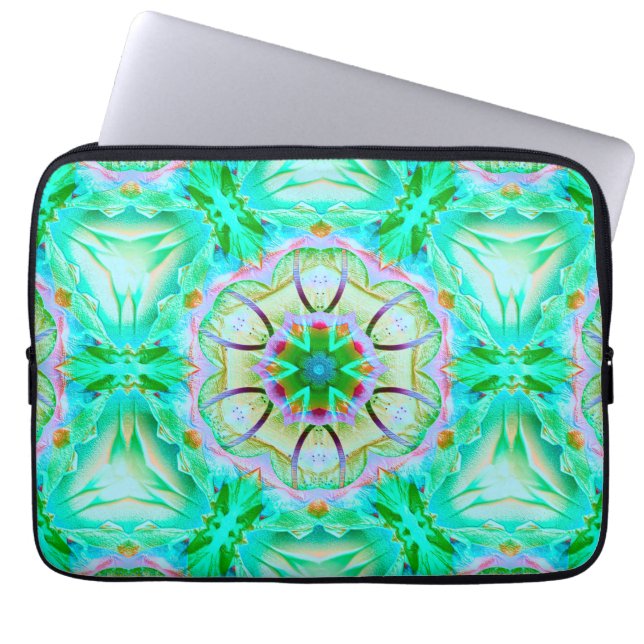 Capa Para Notebook Textura verde-clara acinzentada, caleidoscópio com (Frente)