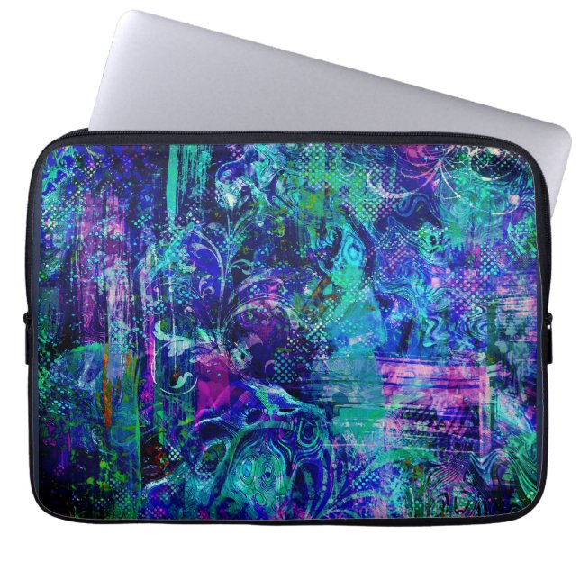 Capa Para Notebook Texturas coloridas azuis (Frente)