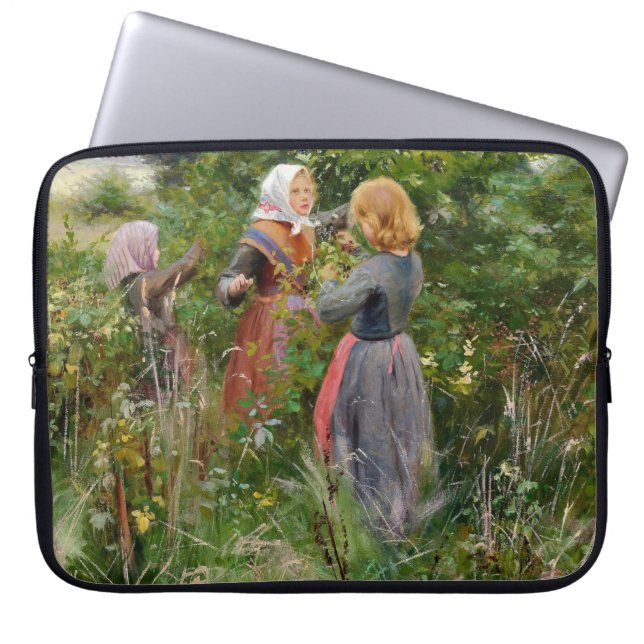 Capa Para Notebook Three Girls Picking Blackberry (por Brendekilde) (Frente)