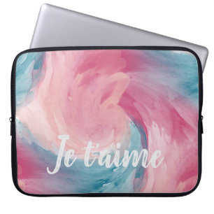Capa Para Notebook Tie-Dye Pink e Blue Painterly Watercolor no Amor