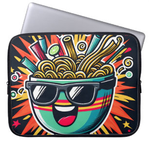 Capa Para Notebook Tigela de Ramen de Macarrão Cartoon Fofo Engraçado