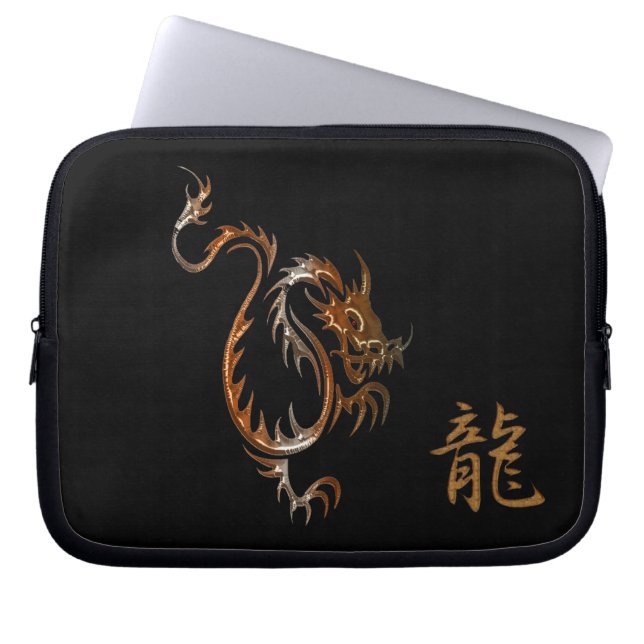 Capa Para Notebook Tiger Dragon & Kanji para Bolsa de laptop Dragão (Frente)