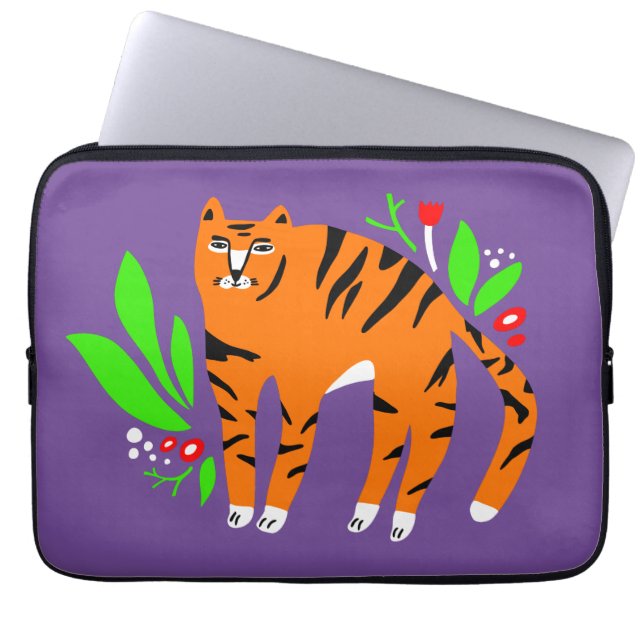 Capa Para Notebook Tigre em flores (Frente)