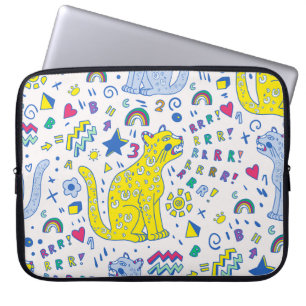 Capa Para Notebook Tigre infantil e padrão arco-íris