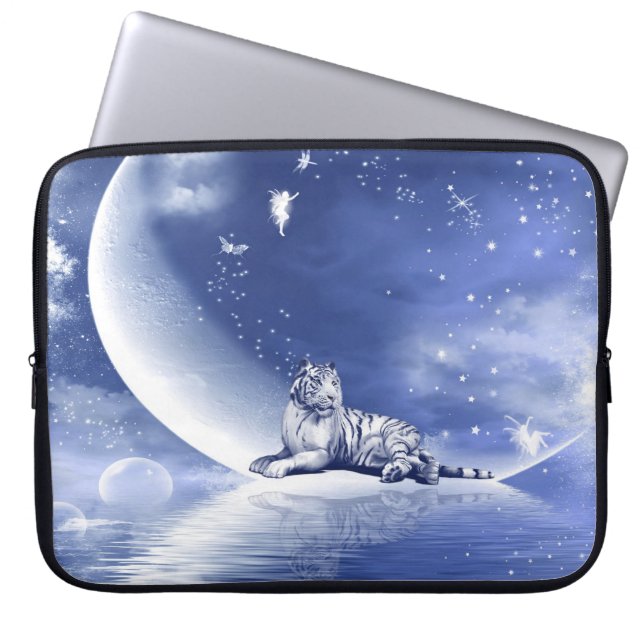 Capa Para Notebook Tigre na lua (Frente)