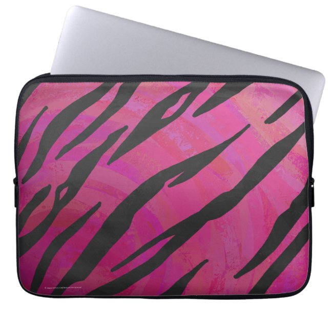 Capa Para Notebook Tigre, rosa quente e Impressão preto (Frente)