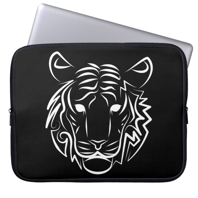 Capa Para Notebook Tigre Tribal Negro e Branco (Frente)