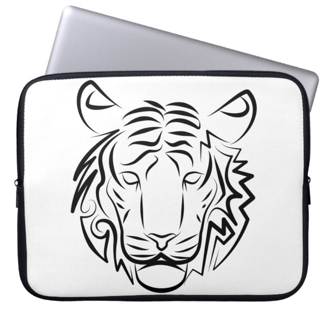 Capa Para Notebook Tigre Tribal Negro e Branco (Frente)
