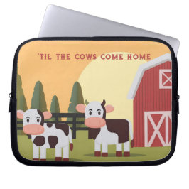 Capa Para Notebook Til the Cows Come Home Two Cows Red Barn Sunrise