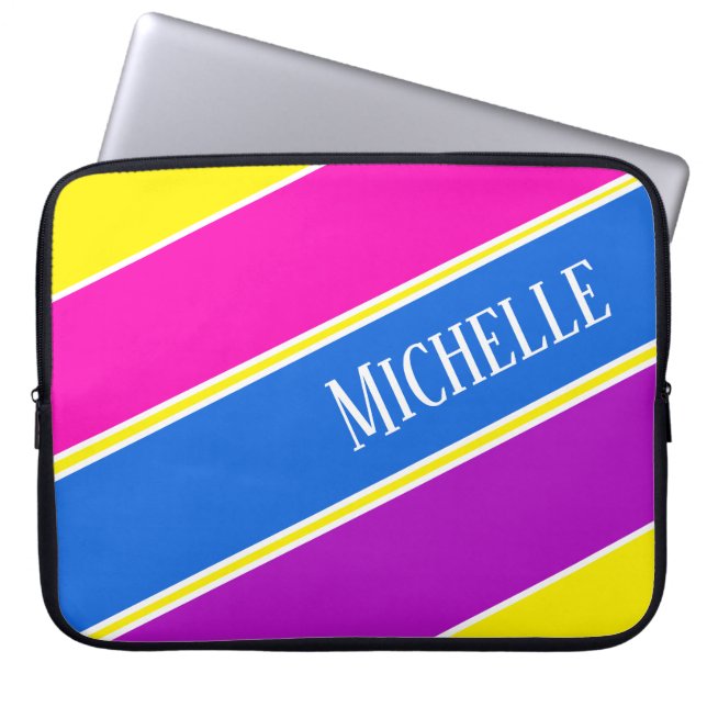 Capa Para Notebook Tinta, Azul, Amarelo e Roxo Personalizados (Frente)