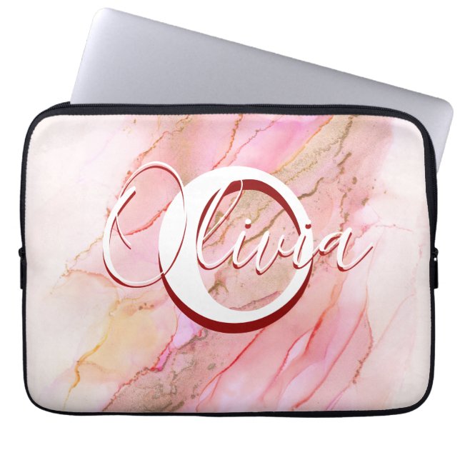 Capa Para Notebook Tinta de Álcool de Fluido Rosa Suave (Frente)