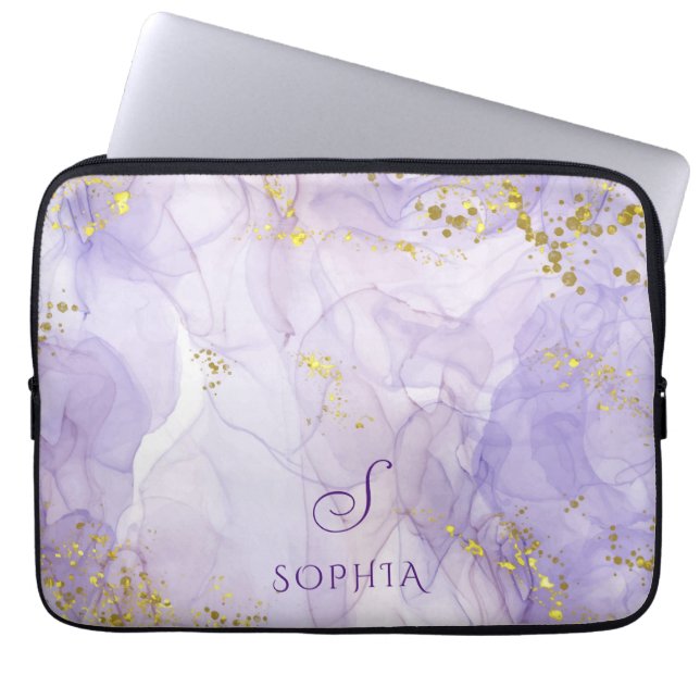 Capa Para Notebook Tinta de aquarela púrpura Lilac Personalizável (Frente)