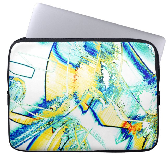 Capa Para Notebook Tinta deslizada no, imagem com manchas azul ciano  (Frente)