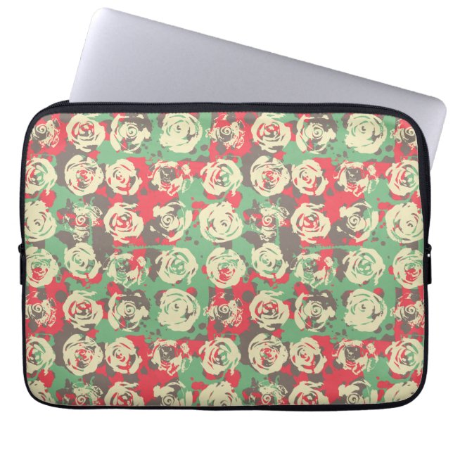Capa Para Notebook Tinta e Rosas Harmonia - Padrão Sem Costura (Frente)