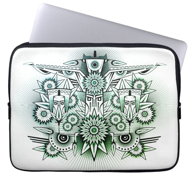 Capa Para Notebook Tinta Verde Design Tribal (Frente)