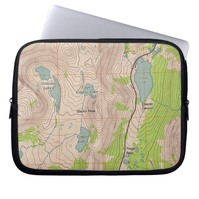 Capa Para Notebook Tioga Pass, Mapa Topográfico da Califórnia (Frente)