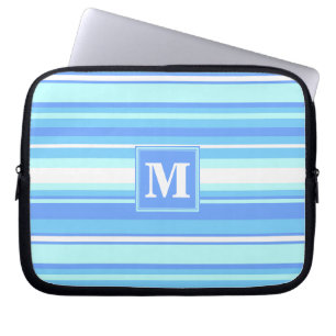 Capa Para Notebook Tiras azuis do céu monograma