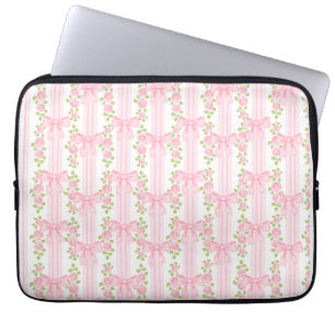 Capa Para Notebook Tiras de Arco de Coquetes de Rosas Rosa Vintage