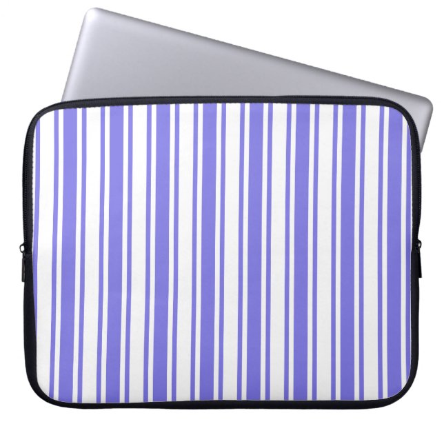 Capa Para Notebook Tiras de doces brancas e azuis (Frente)