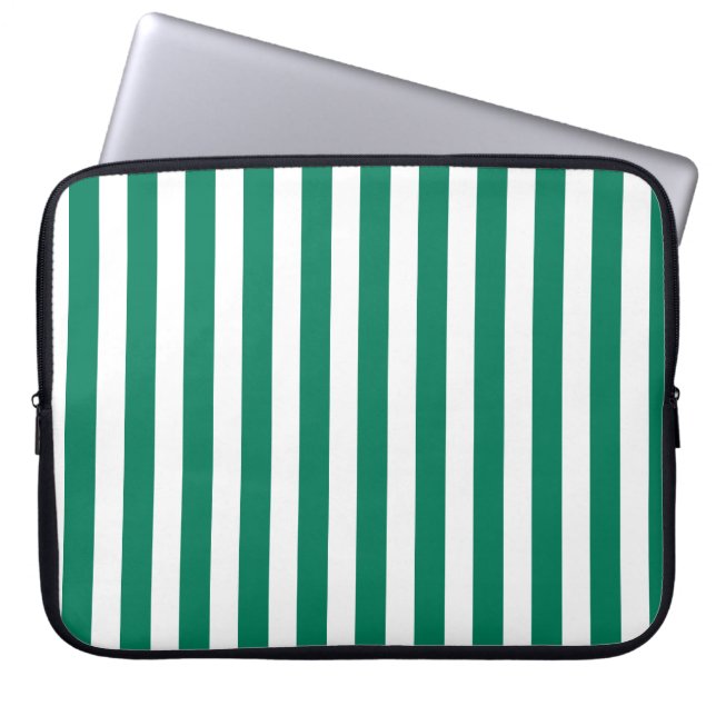 Capa Para Notebook Tiras de doces verdes e brancas da floresta (Frente)