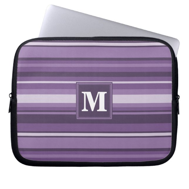 Capa Para Notebook Tiras de Lavanda monograma (Frente)