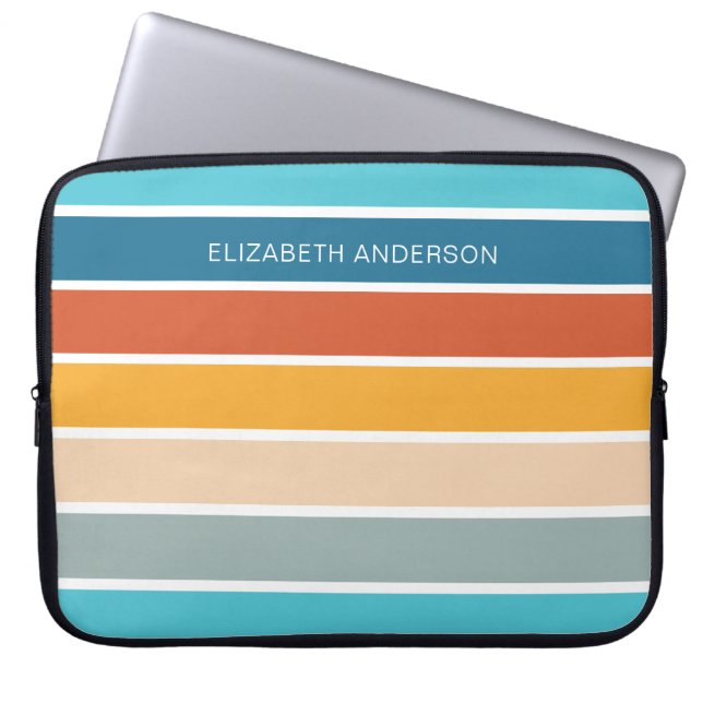 Capa Para Notebook Tiras de Sunset Retroativo Modernas Personalizadas (Frente)