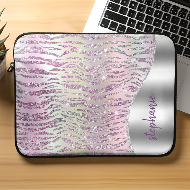 Capa Para Notebook Tiras de Tigre de Diamante Rosa Personalizadas (Criador carregado)