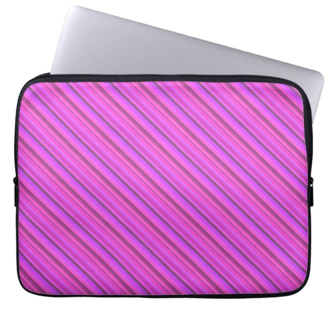 Capa Para Notebook Tiras diagonais cor-de-rosa (Frente)
