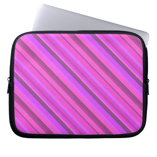 Capa Para Notebook Tiras diagonais cor-de-rosa (Frente)