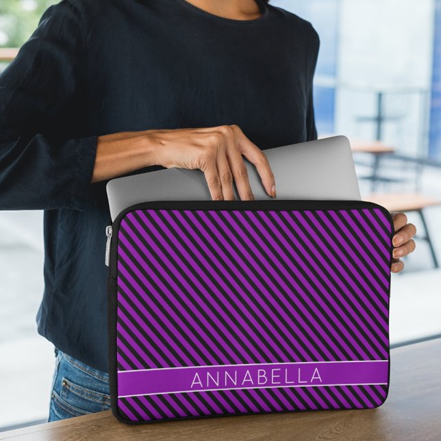 Capa Para Notebook Tiras Roxas Modernas (Criador carregado)