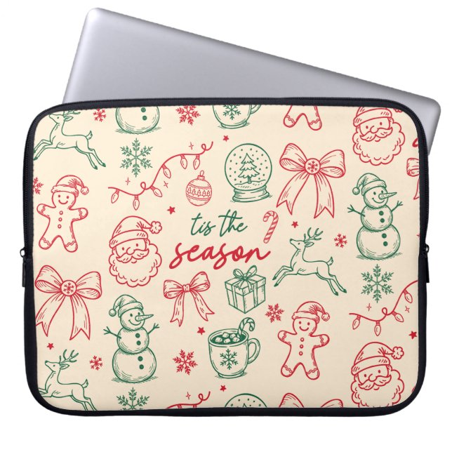 Capa Para Notebook Tis the Season - Christmas Doodle (Frente)