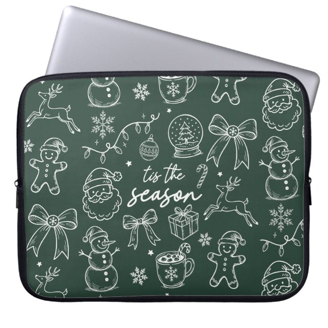 Capa Para Notebook Tis the Season - Christmas Doodle (Frente)