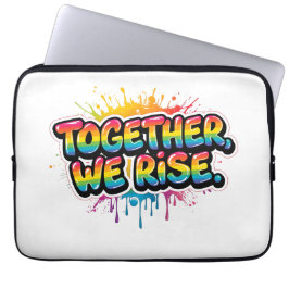 Capa Para Notebook Together We Rise Rainbow Quote Design