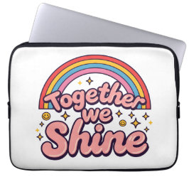Capa Para Notebook Together We Shine – Rainbow Retro Pride Quote