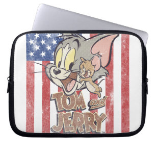 Capa Para Notebook Tom & Jerry com bandeira dos EUA