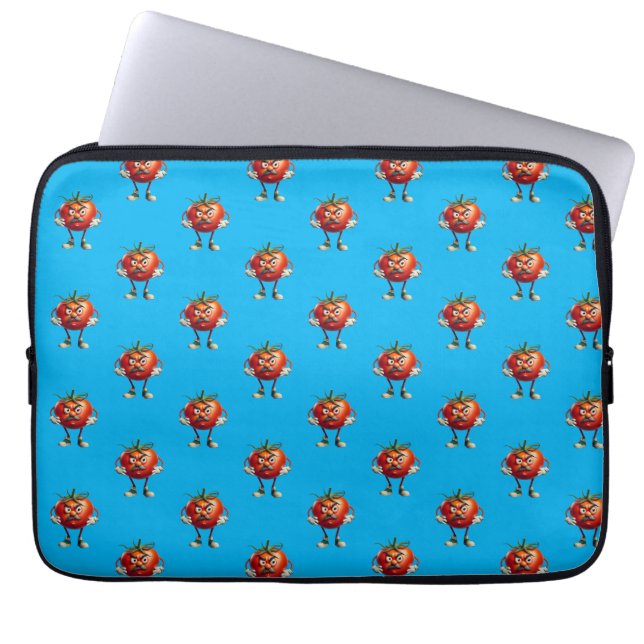 Capa Para Notebook Tomate de desenho animado com bigode e armas (Frente)