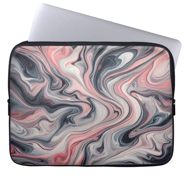 Capa Para Notebook Tons Giratórios de Rosa, Cinza e Branco (Frente)