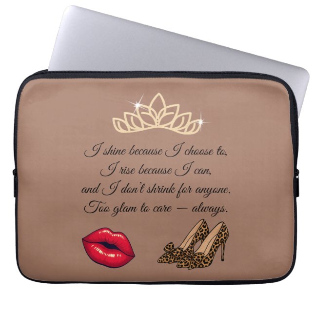 Capa Para Notebook Too Glam To Care – Chic Quote  (Frente)