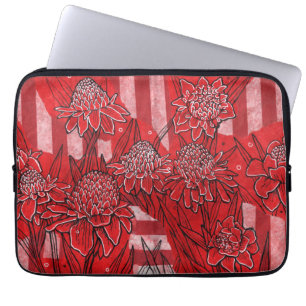 Capa Para Notebook Torch Ginger Lily, Flores Vermelhas Arte Floral Tr