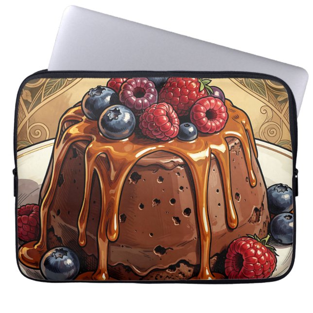 Capa Para Notebook Torta de Chocolate Caramel Decadente com Frutas Ve (Frente)