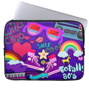 Capa Para Notebook Totalmente colagem do roxo dos anos 80