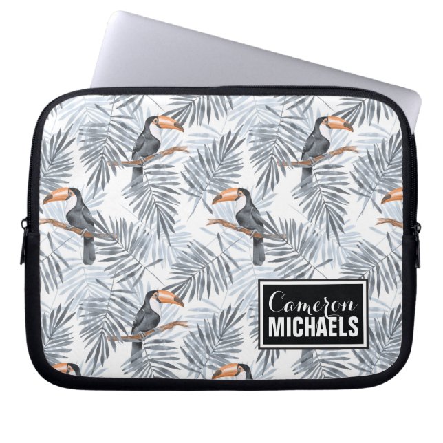 Capa Para Notebook Toucan cinzento | adiciona seu nome (Frente)