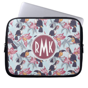 Capa Para Notebook Toucans com monograma exótico das flores